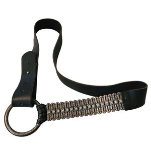 Antoniazzi Firenze Artesian Black Leather Antique Brass Jewel Embellished Belt L